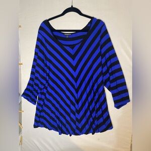 Cable & Gauge Chevron Blue and Black Blouse